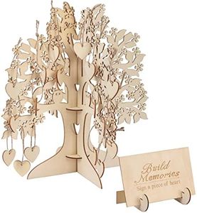 LOOPES Libro de Visitas de Boda Árbol de Deseos para Bodas Madera 3D Guest Book Wedding Tableta Corazón Decoración Mesa Fiesta Cumpleaños Bautizo Aniversario Manualidades Bricolaje DIY.