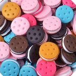 Assorted 30 Pcs Cute Charms Beads Cookies Donut Macaron Dessert Ice Cream Resin Charms Slices Flatback Buttons for Handicraft Accessories Scrapbooking Phone Case Decor Jewelry Making (Cookies)