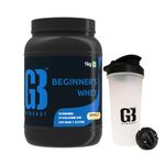 GymBrat Beginner's Whey Powder, for Adults, Helps in Muscle Gain & Fat Loss, Whey Protein Concentrate, 1 Kg, Vanilla Flavour, 33 Servings Plus Shaker With Blender Ball