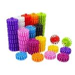 RAINBOW TOYFROG Interlocking Gears Toys for Kids - 100 Piece Kit with Tote - Colorful Manipulatives for Preschool Sensory Bin Or Occupational Therapy Tools - STEM Building Toys for Girls & Boys