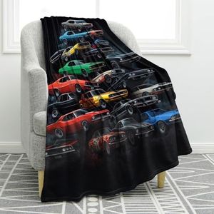 Jekeno Car Gifts Blanket for Man Son Brother Birthday Valentines Christmas Soft Cozy Plush Kids Teen Adults Throw Presents Decor for Classic Car Lovers Home Bedroom Living Room Sofa Couch 50"x60"