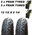 2 x Pram Tyres & 2X Tubes 12 1/2 X 2 1/4 Slick Quinny Freestyle Buzz Hauck Jeep