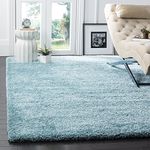 Tauhid Carpet Handwoven Super Soft Modern Area Premium Shag Collection Rugs for Your Bedroom Carpet 5 x 5 Square Sky Blue.