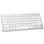 OMOTON Bluetooth Wireless Keyboard for iOS Compatible with iPad Pro/Air/Mini, iPhone and More, UK QWERTY Keyboard Layout, Silver