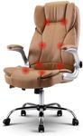 Artiss Massage Office Chair, PU Leather 8 Point Ergonomic Gaming Computer Desk Recliner Chairs Armchair for Room Executive Home, Adjustable Height 360° Rotation Brown