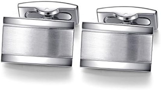 HONEY BEAR Gemelos para Hombre Camisa - rectángulo Acero Inoxidable, Personalizados para Boda Negocio Regalo(Plata)