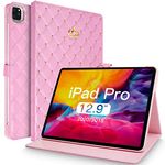 Topwin iPad Pro 12.9 Case 2020 & 2018 Case, Crown Design Bling Diamond Cute PU Leather Smart Auto Sleep/Wake Shockproof Case for iPad Pro 12.9" 4th Gen 2020 / iPad Pro 12.9" 3rd Gen 2018 (Pink)