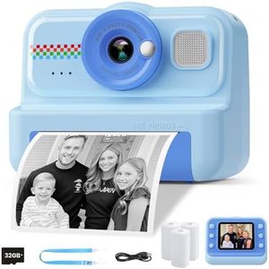 HiMont Camara Fotos Infantil Instantanea, HD/1080P Cámara Instantánea para Niños con Tarjeta de 32G y Papel de Impresión, Camara Fotos Infantil Divertidos Regalos de Juguete para Niños de 3 a 12 Años