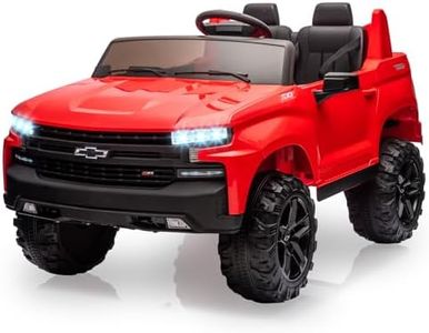Jojoka Baby Car 24V 2-Seater Truck Licensed Chevrolet Silverado Ride On Toy w/Parent Remote Control,4xSpring Suspension, Wireless Music, Electric Vehicle Car for Kids Ages 3-8,Red