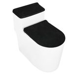 Toilet Tank Lid Cover Black Toilet Covers Stretch Velvet Bathroom Toilet Seat Cover Set Washable Soft Toilet Protector Cover,Fits Most Toilet Tanks & Lids