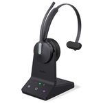 Yealink WH64 DECT & Bluetooth Mono UC Wireless Headset with Microphone, 606 ft Range On Ear Headphones with 3X Noise Cancelling Mic, 26H Talk Time, Microsoft Certified PC Headsets for Work, VoIP Phone