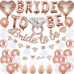 Kesteey Hen Party Decorations Hen Do Accessories Bride to Be Banner Cake Topper Heart Shape Foil Balloons Rose Gold Confetti Balloons for Bridal Shower Hen Theme Party Decoration