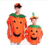 UChic 2Pcs Party Supplies Cosplay Halloween Pumpkin Costume Adult And Child Clothes Hat Suit For Family Halloween Decoration