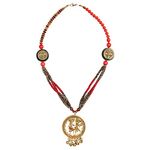 ExclusiveLane 'Tribal Couple Faces' Bohemian Brass Necklace Handcrafted in Dhokra Art (Matinee) -Necklace Sets for Women Girl Traditional Jewellery Latest Stylish Modern for Girls Mala Pendant Set