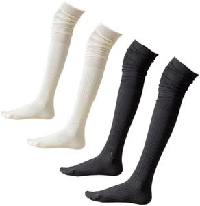 aoozleny Extra Long Thigh High Socks for Women, Pile Socks Over the Knee High Stockings for Long boots (AU, Alpha, Medium, Regular, Regular, Black+White)