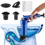 Toilet Plunger, Air Drain Blaster, Sink Plunger, Drain Clog Remover Tool, High Pressure Drain Blaster Gun Powerful Toilet Plunger Blue