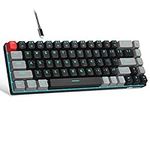 Portable 60% Mechanical Gaming Keyboard, MageGee MK-Box LED Backlit Compact 68 Keys Mini Wired Office Keyboard with Red Switch for Windows Laptop PC Mac - Black/Grey