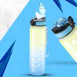 Attro Motivational 1 Liter Quotes & Time Marker Dual Colour Sports Plastic Bottle BPA Free, Leak Proof Sipper Bottle for Gym, Office, Workout-Blue Yellow