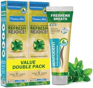 Bentodent Natural Toothpaste for Entire Family Incl Kids | Your Daily Oral Detox & Remineralize | Foam Free, Fluoride free |Freshens Breath, Protects Enamel, Strengthens Gums |Premium Mint (Pack of 2)