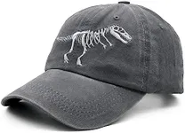 LOKIDVE Dinosaur Hat Embroidered T Rex Skeleton Baseball Cap for Men Big Boys Grey