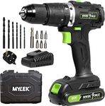 Mylek Cordless Drill 20V Brushless Driver Impact Hammer Action Combi Set with 2.0Ah Battery and Fast Charger, 50Nm Electric Screwdriver, 19+3 Torque, 2 Variable Speed, 13mm Metal Chuck, Carry Case