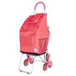 Stair Climber Bigger Trolley Dolly Shopping Cart, Red