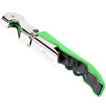 Pulltap's Double-Hinged Waiters Corkscrew, Wine Opener and Foil Cutter, Beer Bottle Opener, Lime Green