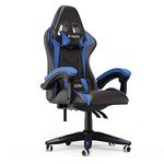 bigzzia Ergonomic Gaming Chair - Gamer Chairs with Lumbar Cushion + Headrest, Height-Adjustable Office & Computer Chair for Adults, Girls, Boys (Without footrest, Blue)