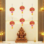 GIFT JAIPUR 6 Pc Pink Lotus Tassel Jhumka Gift Decorative Showpiece for Diwali Ganesh Chaturthi Pooja Home Wall Decor Temple Wedding Stage Decoration