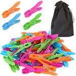 Rickwayy 60pcs Colorful Plastic Clothespins, Windproof Clothes Pins, Clothes Drying Line Pegs, Sock Clip Towel Clip for Drying Outdoor Camping Clothes, Socks, Towels, etc. (Multiple Colors)