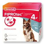 Beaphar | FIPROtec Spot-On for Medium Dogs (10– 20kg) | Kills Fleas & Ticks | Vet Strength Treatment | 4 Pipettes