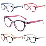 Yuluki 5 Pack Reading Glasses Blue Light Blocking,Fashion Womens Readers 1.25 Spring Hinge,Computer Eyeglasses Ladies Anti Glare