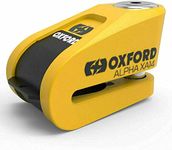 Oxford Security Alpha XA14 Motorcycle Bike Disc Lock 14mm Yellow Security Alarm Free Cable (Yellow)