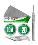 Surgical Scalpel Surgical Blades # 10A Stainless Steel Sterile Pack of 20 and Handle No 3 Perfect for wood art, Surgical, Sculpting, Repairs, Lab Anatomy, Sign, Card Making Lab Training SURGIGR10A-20