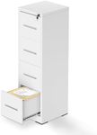 4 Drawer File Cabinet with Lock, Anti-Tip Metal Tall Filing Cabinet with Deep File Drawer,Vertical Modern White File Cabinets for Home Office,Steel Storage Cabinet Fit Letter/Legal/A4 Size Files