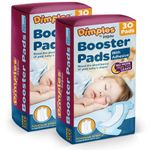 Dimples Booster Pads, Baby Diaper Doubler with Adhesive - Boosts Diaper Absorbency - No More leaks 60 Count (with Adhesive for Secure Fit)