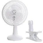 Genesis 6-Inch Clip Convertible Table-Top & Clip Fan Two Quiet Speeds - Ideal For The Home, Office, Dorm, More Off White