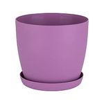 Home Garden Ornaments Violet Plant Pots Indoor 18cm Diameter - Plant Pot with Plant Saucer – Flower Pots Outside with Mat Surface and Plant Tray – Plant Pots with Saucer (Ø18cm, Violet)