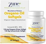 130 mg Carvacrol - 150 mg Oregano Oil per Softgel. World Highest Concentration Oregano Oil Capsule. Zane Hellas Oregano Oil. Softgel Contains 30% Greek Essential Oil of Oregano. 60 Softgels.