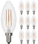 Bulbrite Item 776756, 4 Watt LED Filament Light Bulb, Fully Dimmable, 2700k E12 E12 Candelabra Base, High CRI for Truer Color Renderring (Pack of 10)