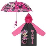 Disney Kids Umbrella and Slicker, Minnie Mouse Pink Little Girl Rain Wear Set, MEDIUM, AGE 4-5