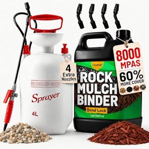 Teexpert Mulch Glue for Landscaping with Sprayer, Rock Glue, Pea Gravel Binder Concentrate 1 Gallon, Heavy Duty Landscape Adhesive Spray for Rocks, Mulch Anchor Fast Dry Safe for Plant Pet Garden Beds