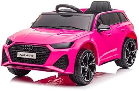 FINOOS Vehículo eléctrico Niño A.U.D.I. RS6 con mando a distancia a 2,4 GHz, 2 x motor 12 V 30 W, V. Máx. 5 Km/h Control remoto Efectos de sonido (Rosa)