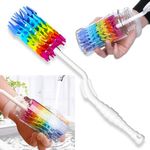 Bottle Brush-Baby Milk Bottle Cleaning Soft Silicone Bottle Brusher/360 Degree Rotating Long Handle Brush for Washing Beer,Wine,Kombucha,Decanter,Narrow Neck Brewing Bottles Long Bottle Brush Cleaner