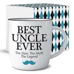 Triple Gifffted Best Uncle Ever Coffee Mug Gifts Ideas for Christmas, Fathers Day, Valentines, Birthday, Funny Present from Niece or Nephew, Ceramic Cup 380ml