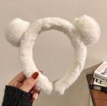 DCELLA Special Panda Ear Shaped Style Fluffy Faux Fur hair accessories headband Hair Band (White)