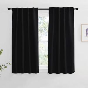 NICETOWN Halloween Blackout Curtain Blinds Window Panels - (Black Color) W34 x L48, Double Panels, Thermal Insulated Blackout Draperies for Living Room