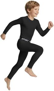 MIVEI Toddler to Youth Boys Thermal Underwear Set 2 Piece Moisture-Wicking Insulated Compression Base Layer Kids Long Johns Black