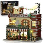 INSOON City Coffee House Building Set with LED Light, 1589 PCS Cafe Shop Building Block Toy with Street Lights Stage, Architecture Construction Model for Adults Teens Kids Ages 10 11 12+ Boys Girls