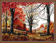 Maydear Cross Stitch Kits Stamped Full Range of Embroidery Starter Kits for Beginners DIY 14 CT 2 Strands - Deep Autumn 20.87Ãƒâ€”16.54 inch